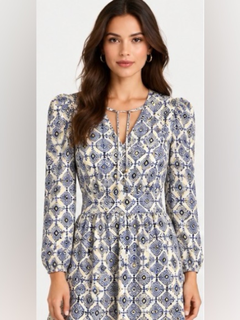 BCBG Geometric Print Long Sleeve Mini Dress Size 2 NWT $169